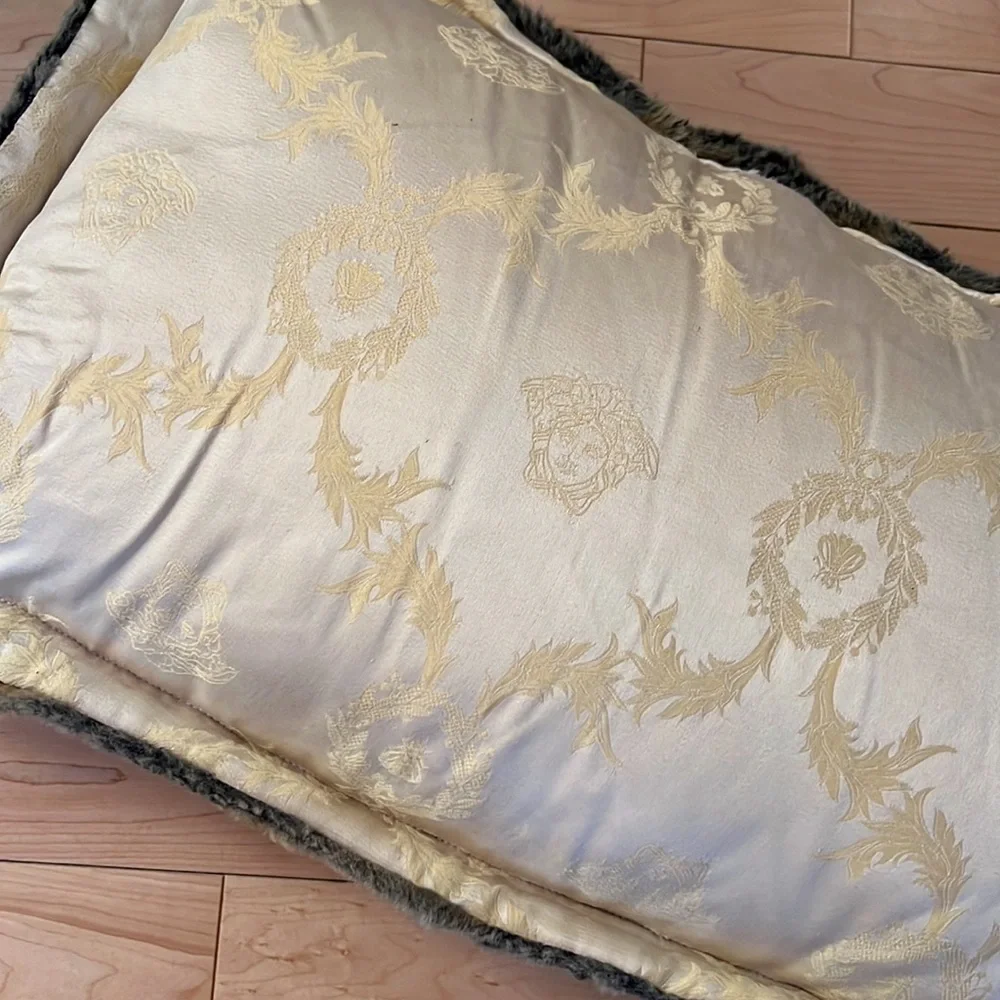 VERSACE HOME COLLECTION Decorative Pillow Fake Fur with a rip Size 24”x14” - Picture 2 of 12